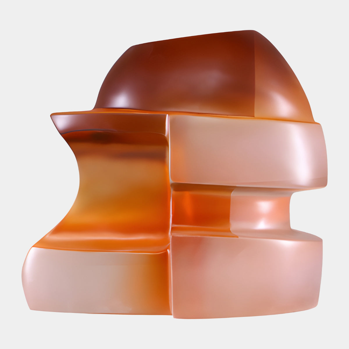 Orange Stepped Block Frosted Mass Resin Sculpture - 28cm