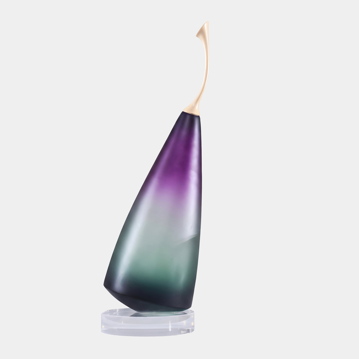 Purple & Green Frosted Cone Bottle with Gold-Toned Stem Resin Sculpture - 69cm