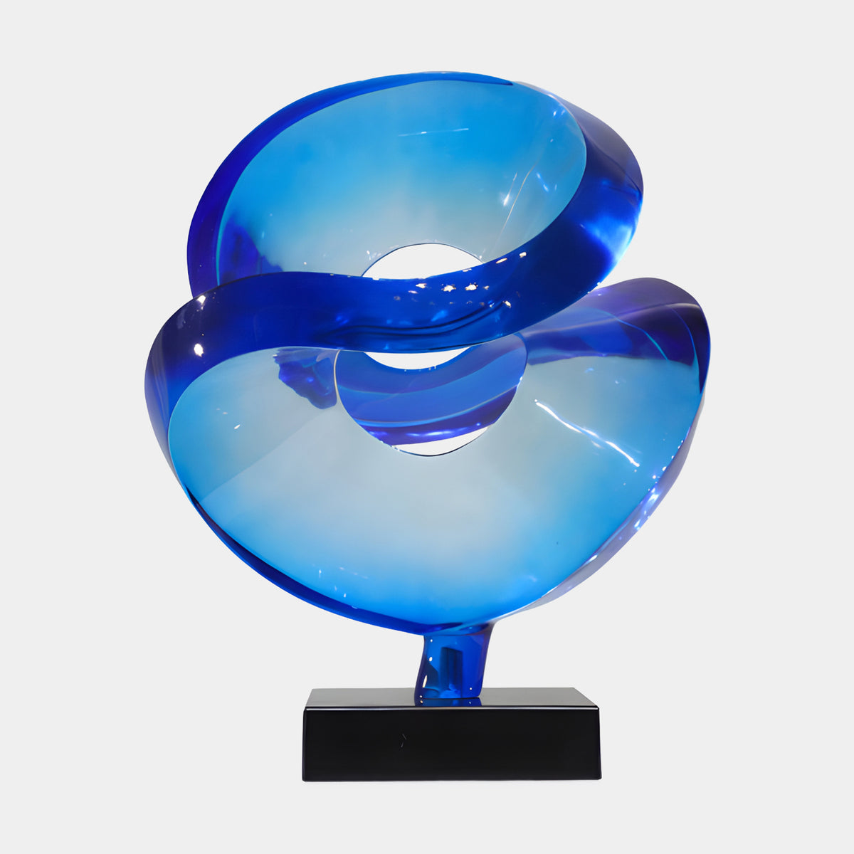 Blue Graded Cut Sphere on Marble Resin Sculpture - 64cm