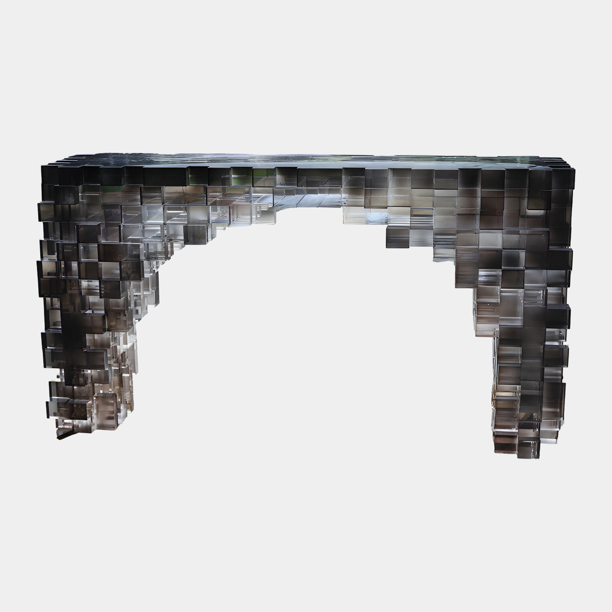 Smoke Stacked Cube Acrylic Console Table - 139cm
