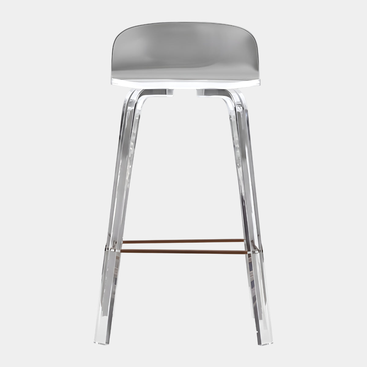Clear Splayed Leg Acrylic Bar Stool with Curved Back - 91cm