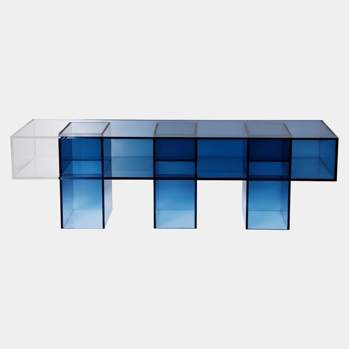 Clear to Blue Graded Open Acrylic Shelving Unit - 140cm