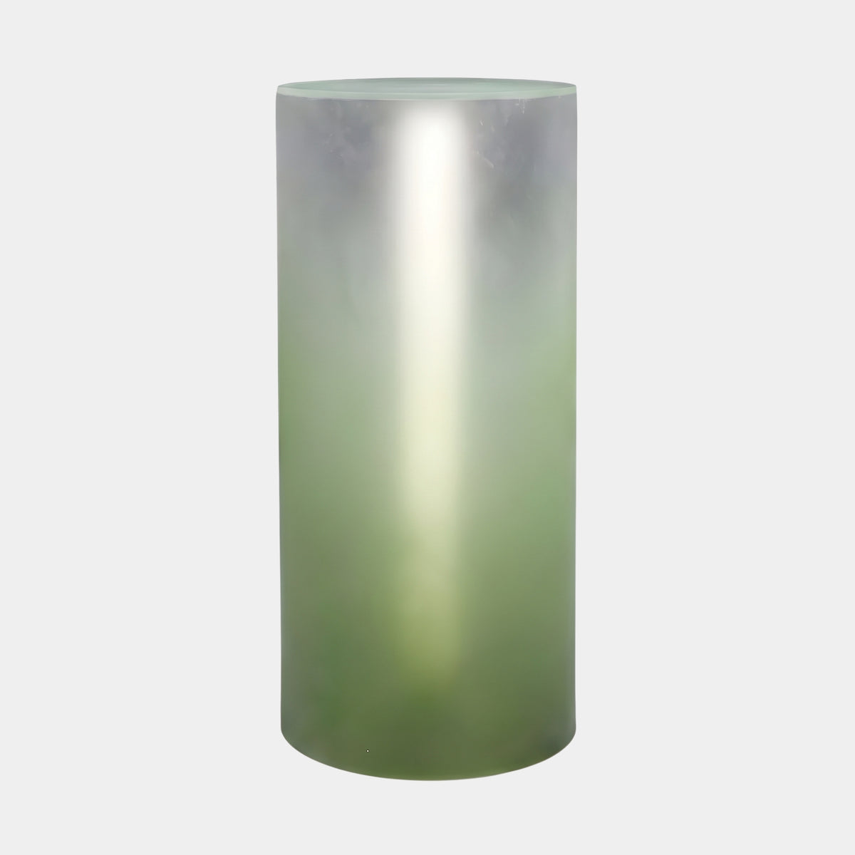 Green Graded Frosted Column Resin Plinth, 91cm, a round frosted resin column shading from pale grey to green, shown on a plain white background.