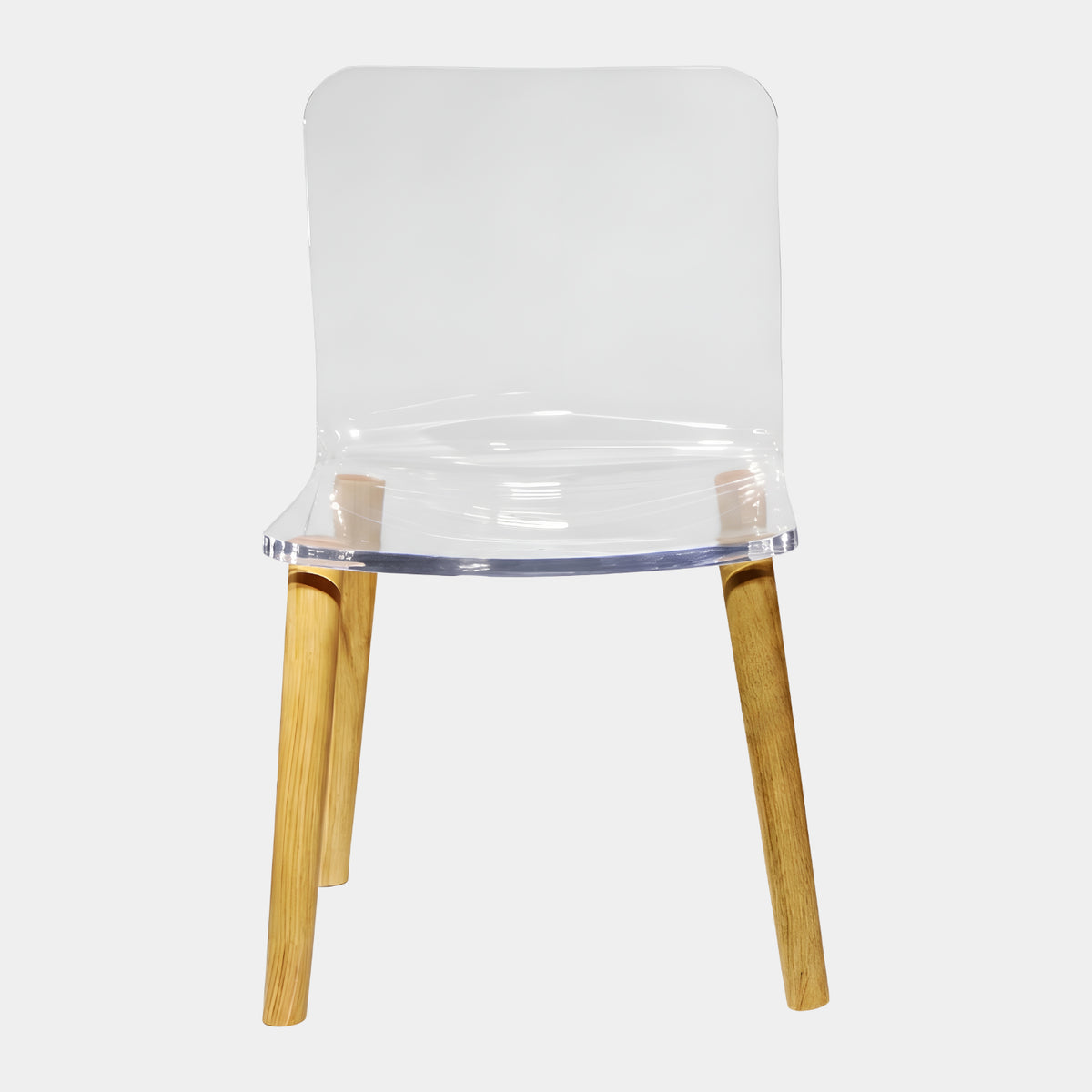 Clear Shell & Oak Leg Acrylic Dining Chair - 83cm