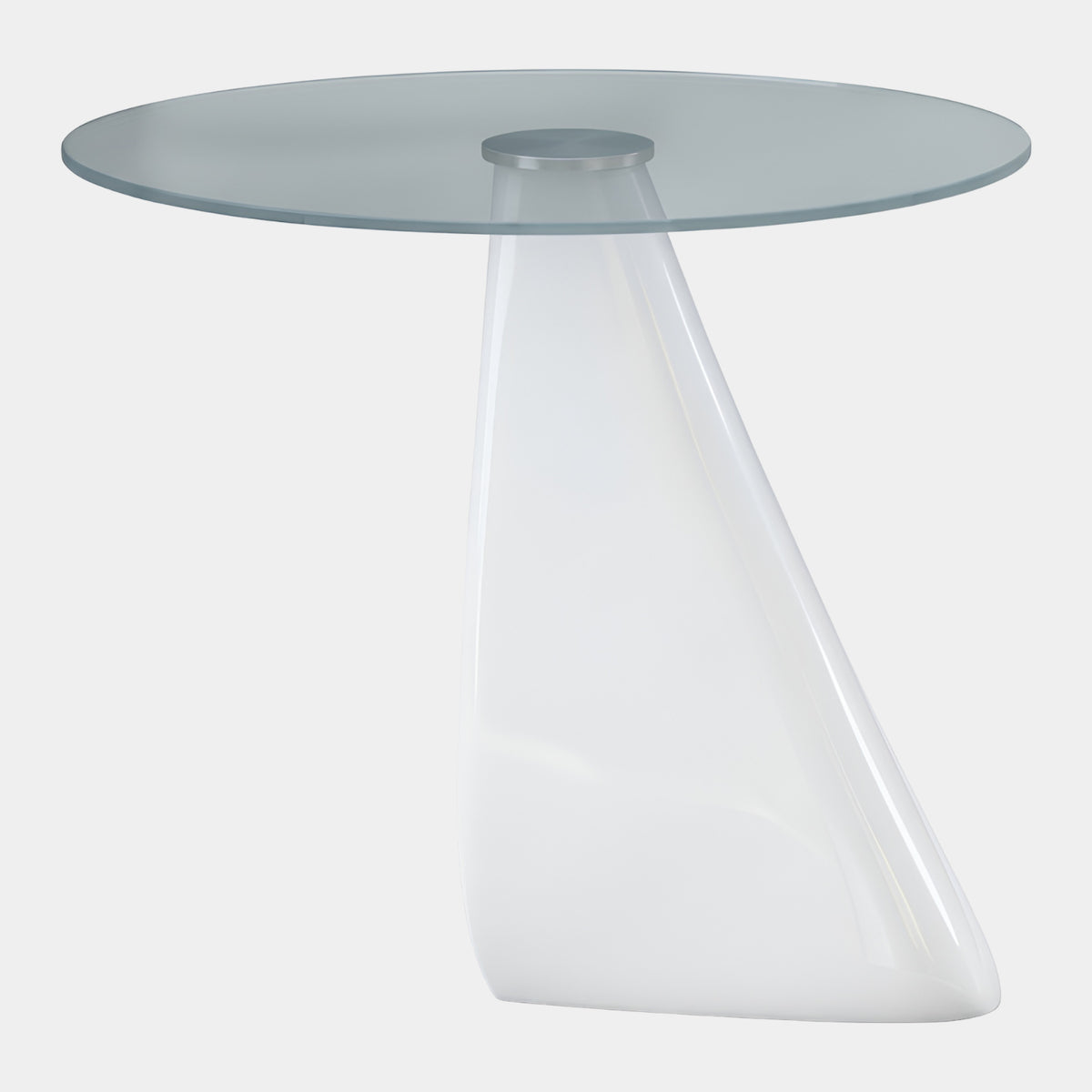 White Leaning Base Frosted Glass Side Table - 55cm