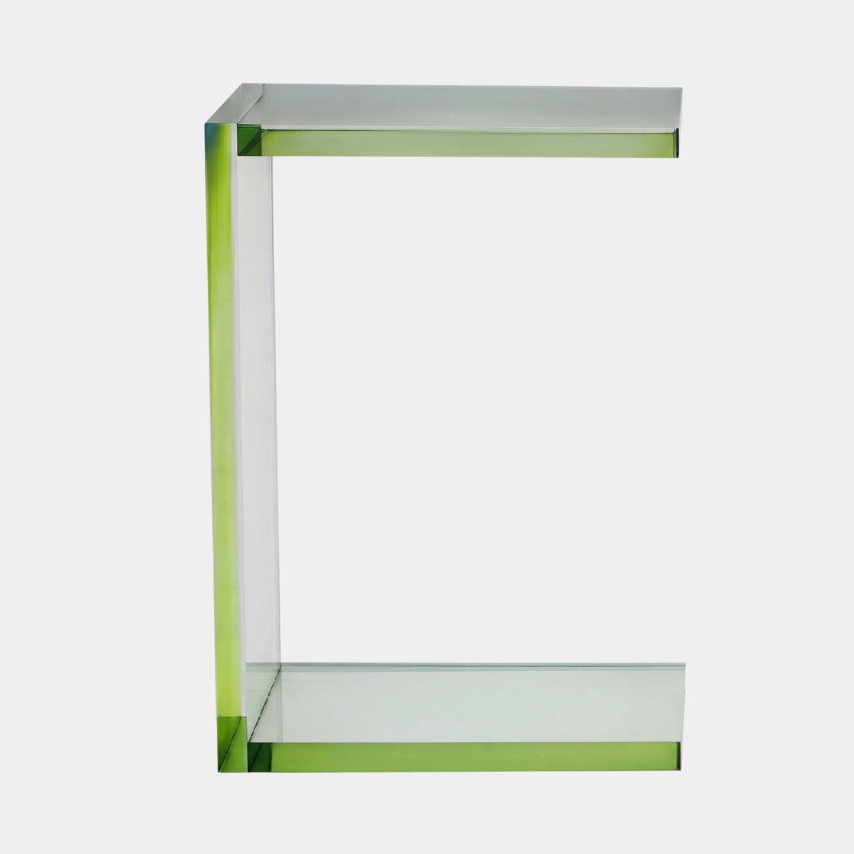 Green Edged Clear Acrylic C-Form Side Table - 42cm