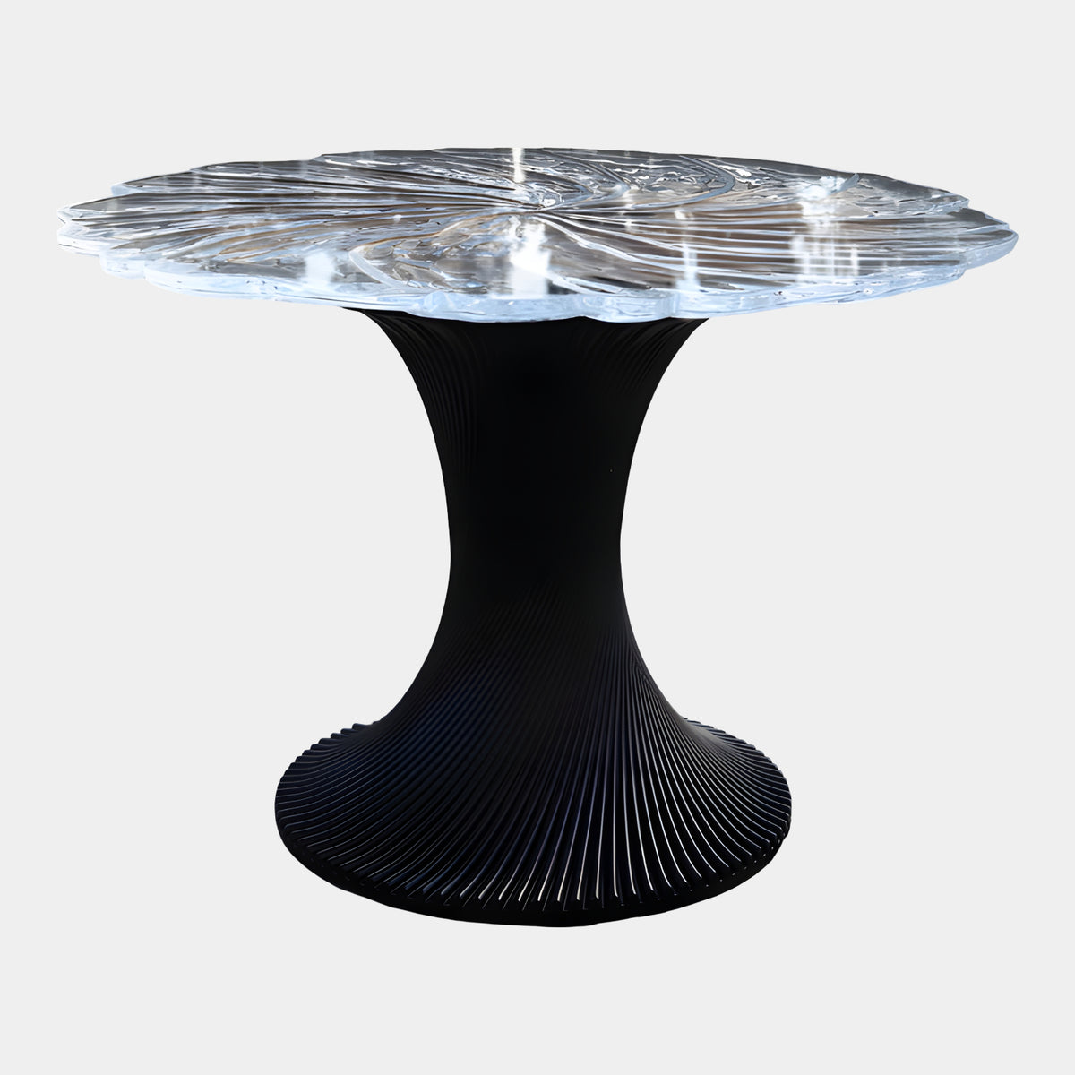Clear Radiating Wave Top Acrylic Dining Table - 120cm