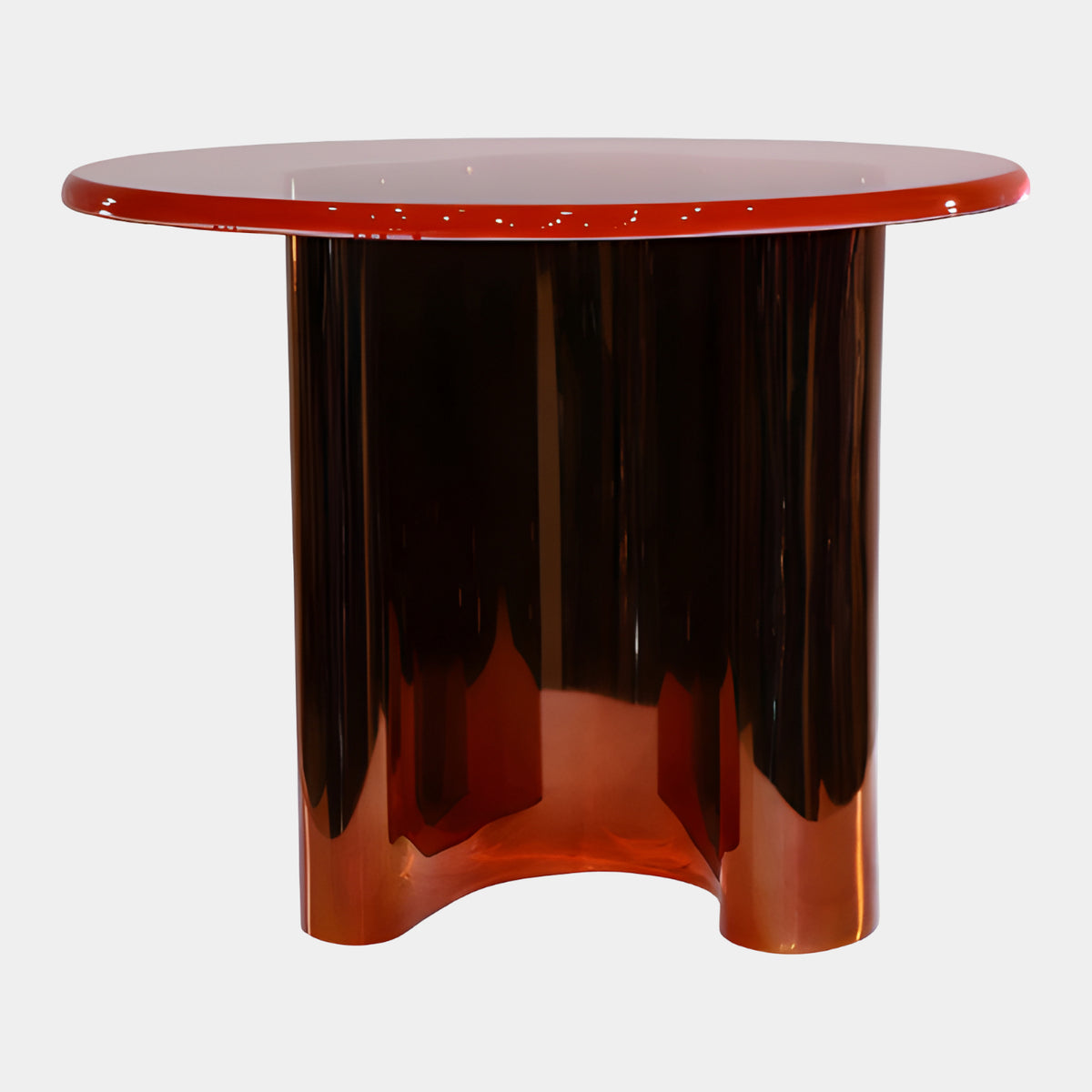 Red Disc & Copper Lobed Base Acrylic Side Table - 46cm