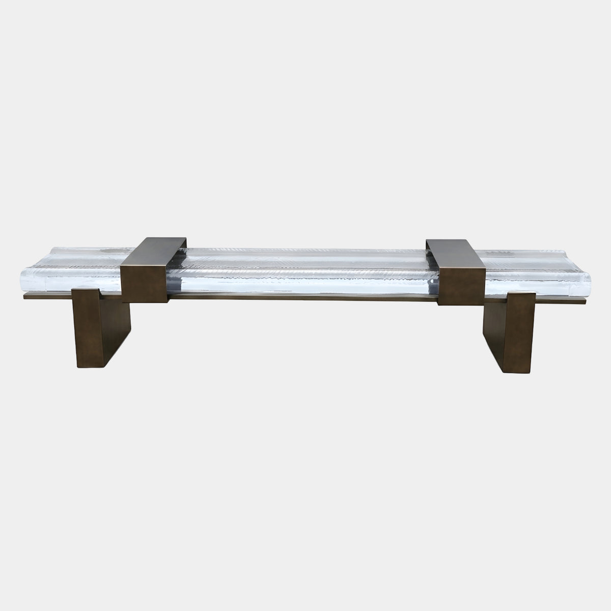 Clear Fluted Bar Bench on Bronzed Brackets - 250cm