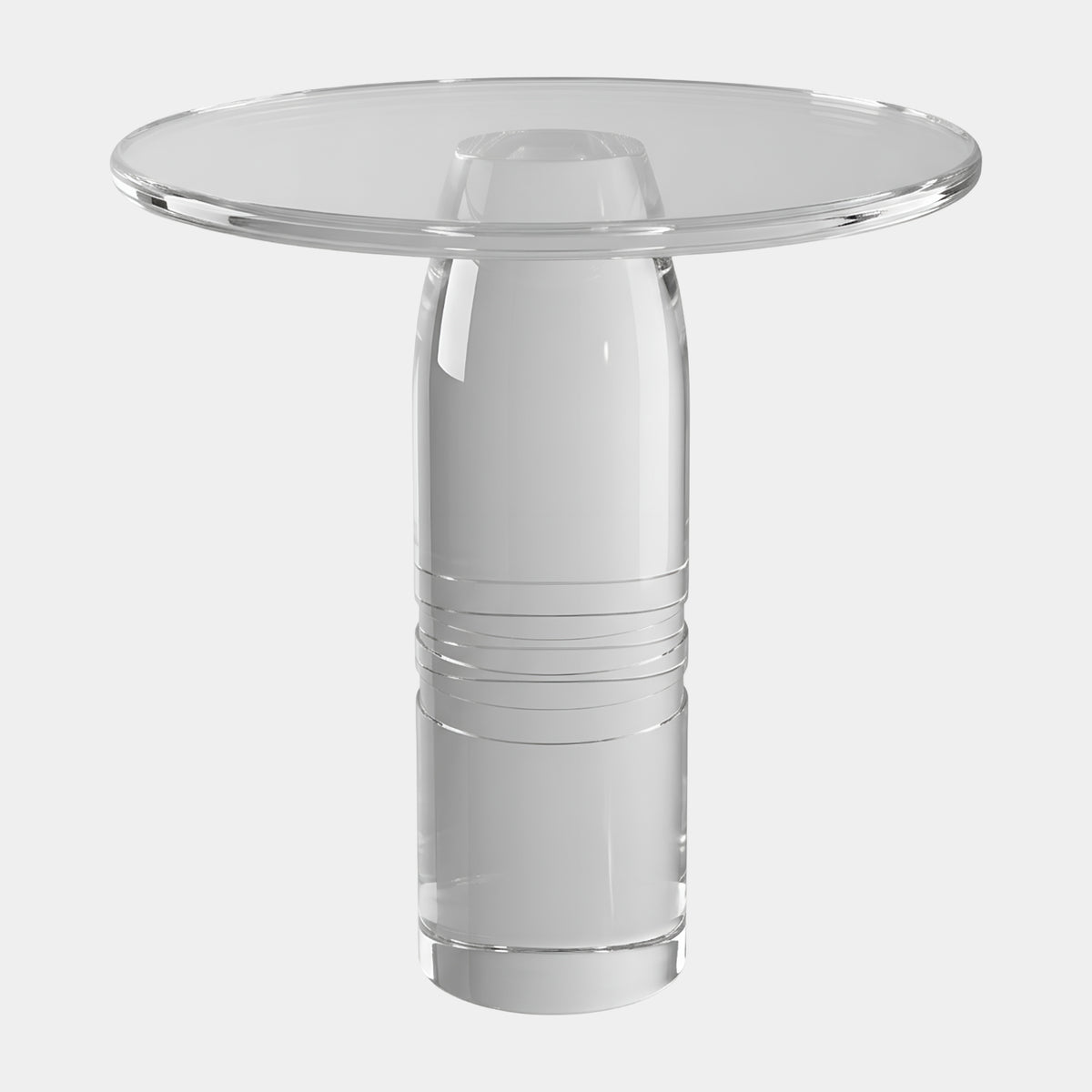 Clear Ringed Column High-Clarity Resin Pedestal Table - 72cm