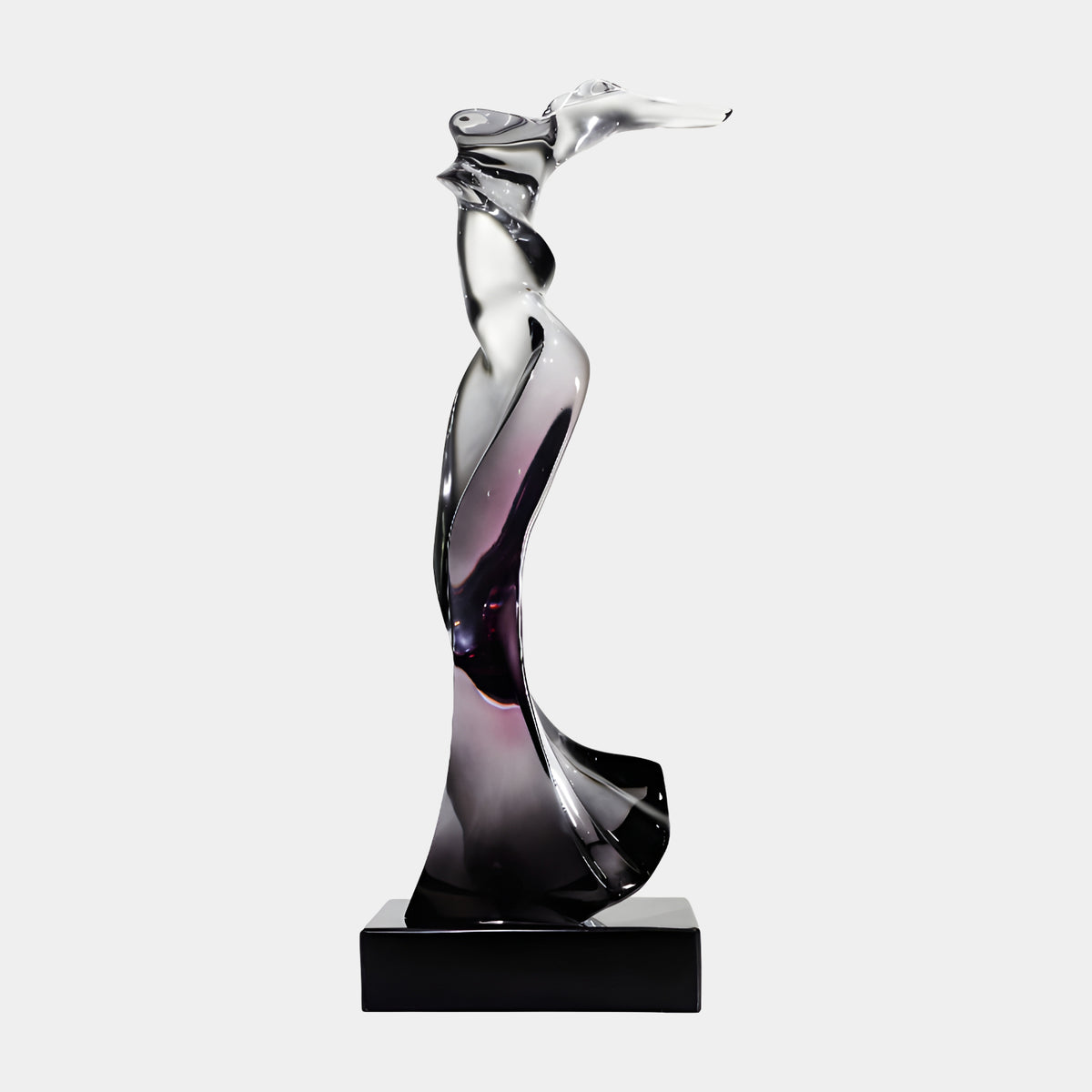 Violet to Clear Windblown Figure Resin Sculpture - 77cm