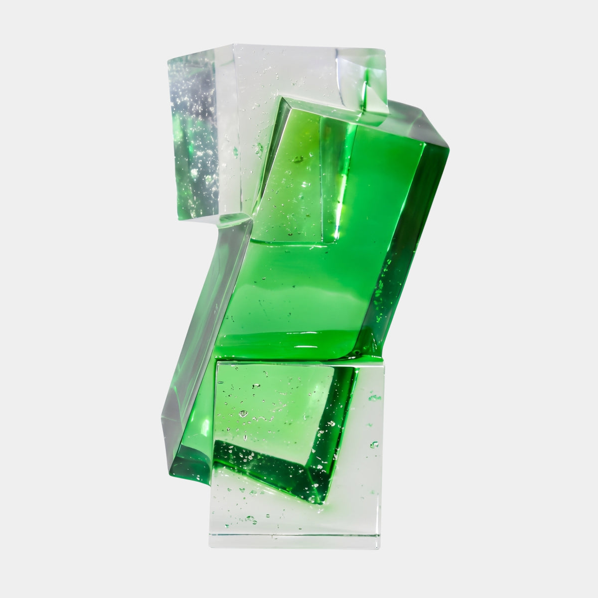 Green Stacked Block Resin Sculpture - 35cm