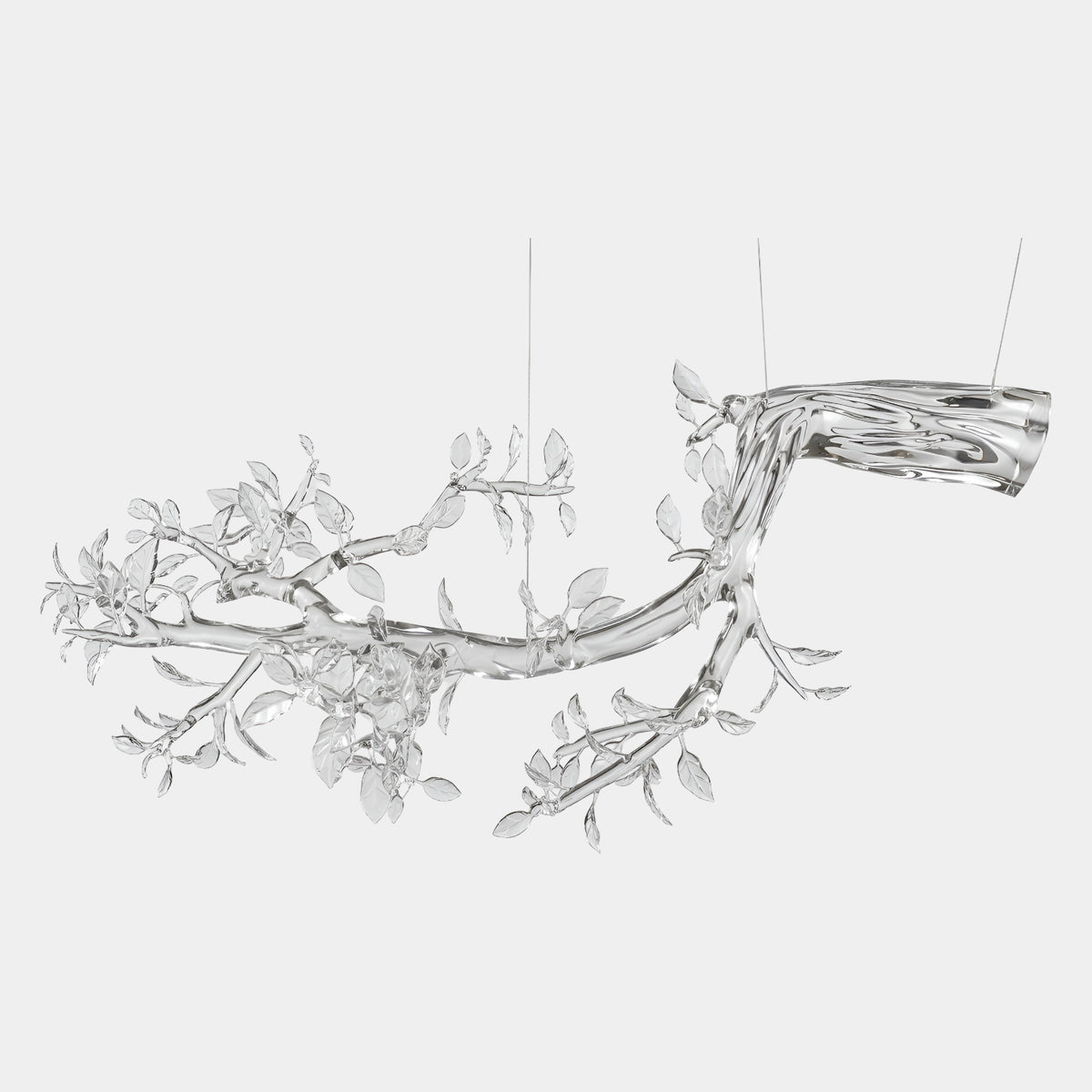 Clear Leafy Branch Hanging Resin Sculpture - 150cm