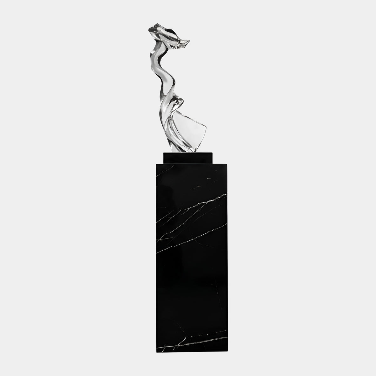 Clear Mirror-Turned Ribbon Resin Sculpture - 158cm