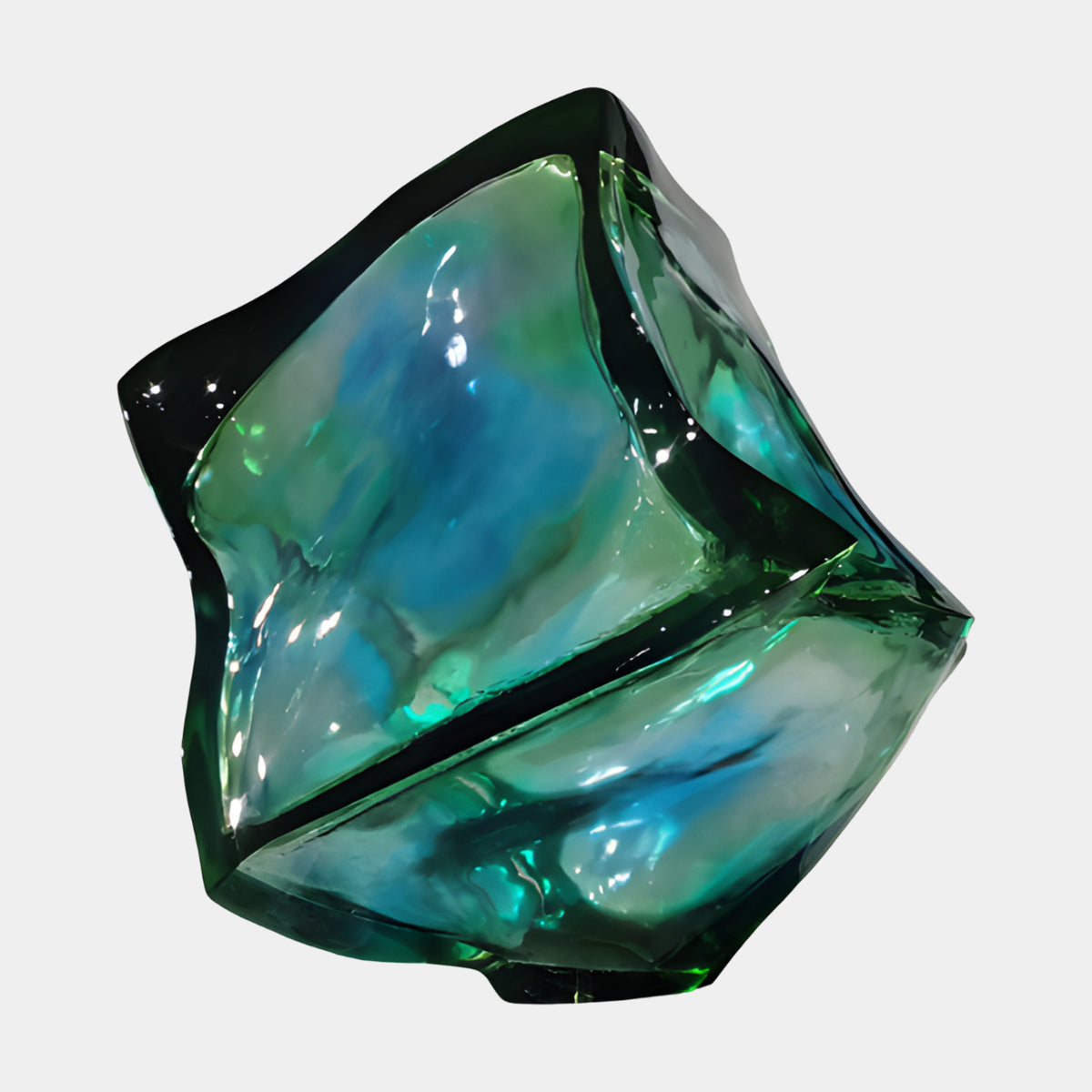 Green & Blue Bowed Cube Resin Sculpture - 93cm