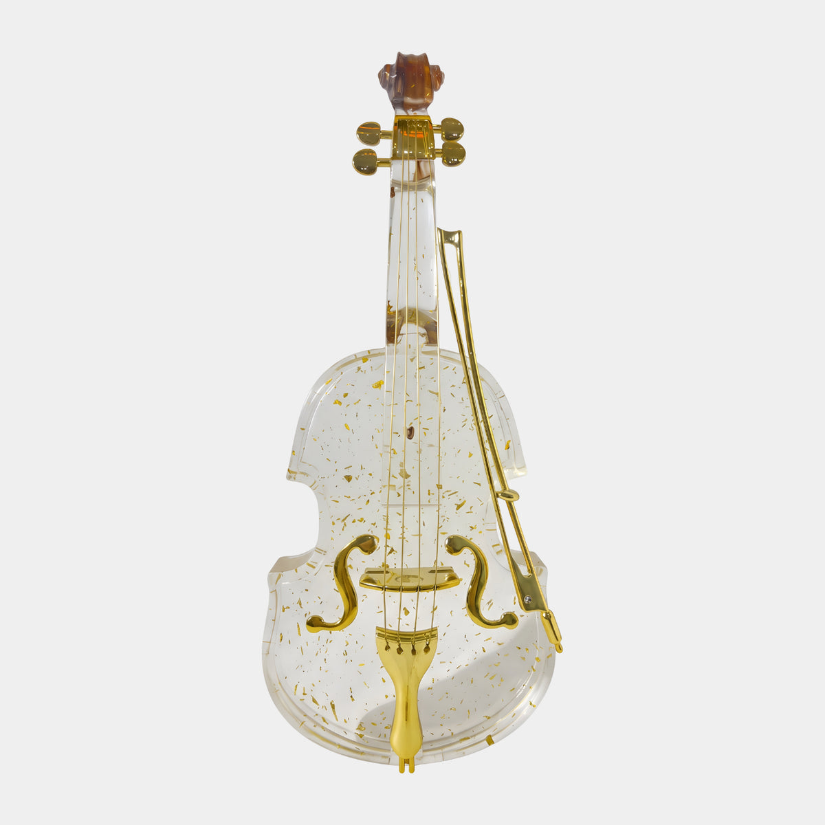 Clear Gilt-Fitted Violin Resin Sculpture - 58cm