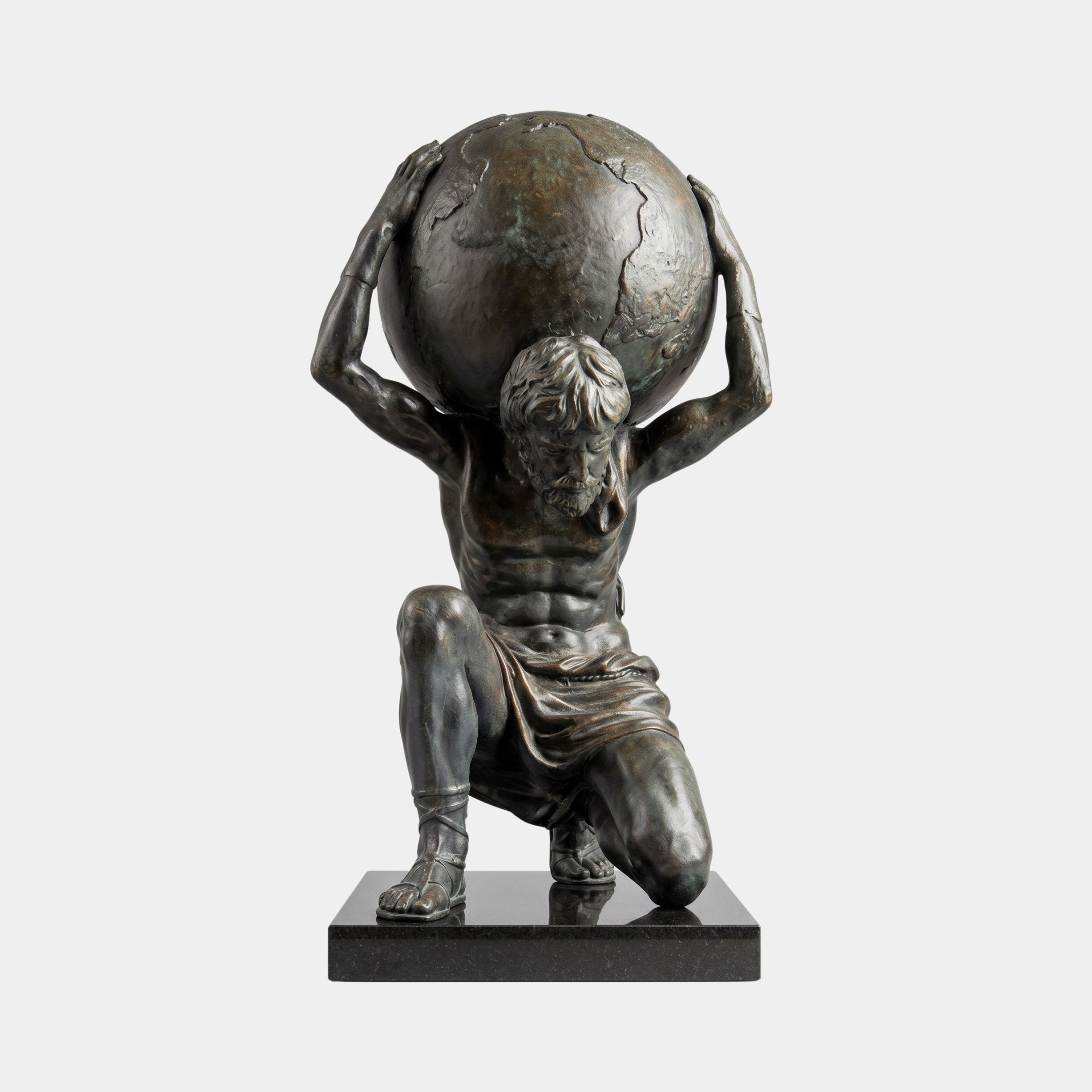 Large Classical Atlas Bearing Globe Bronze Sculpture - 150cm