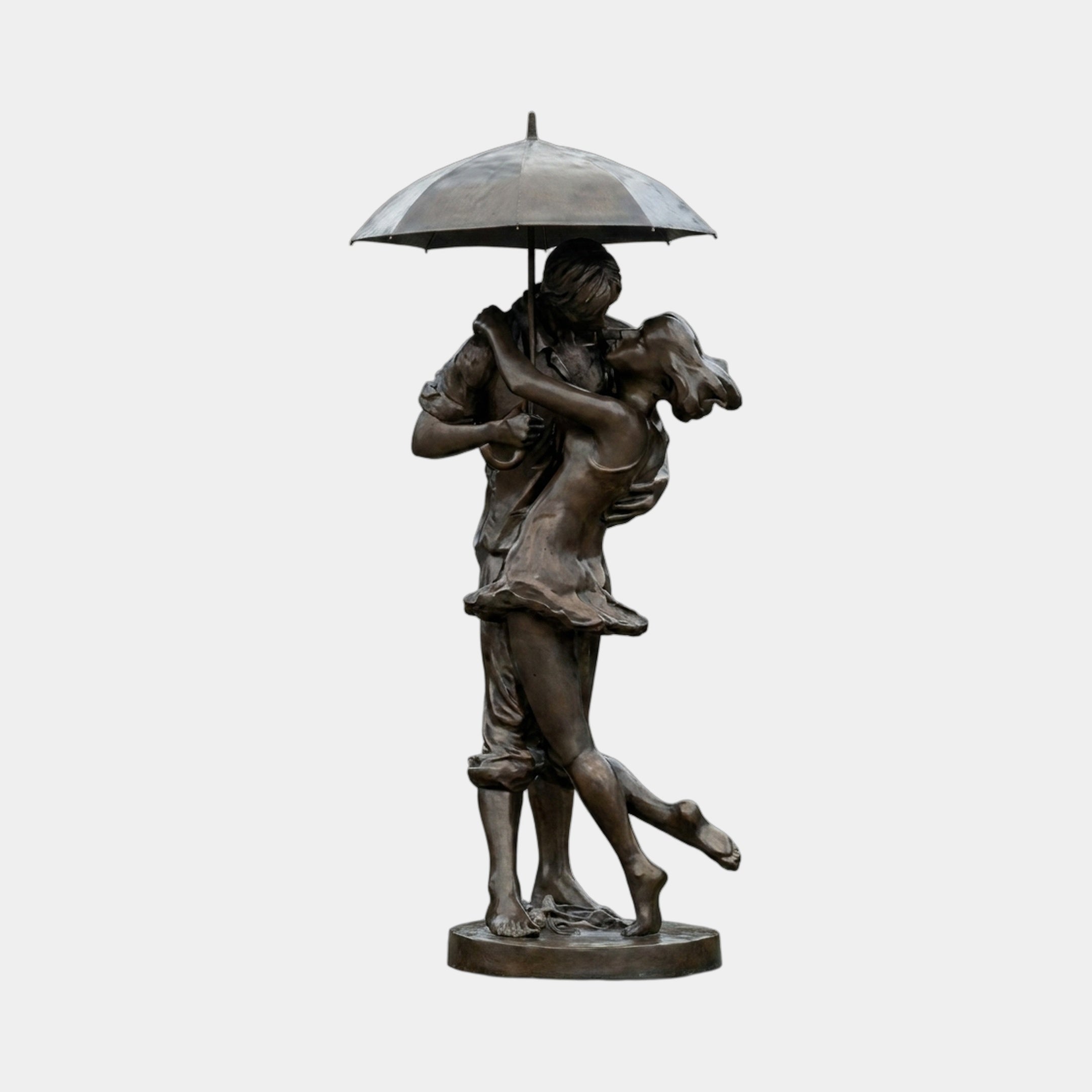 Life-Size Classical Embracing Couple Bronze Fountain - 220cm