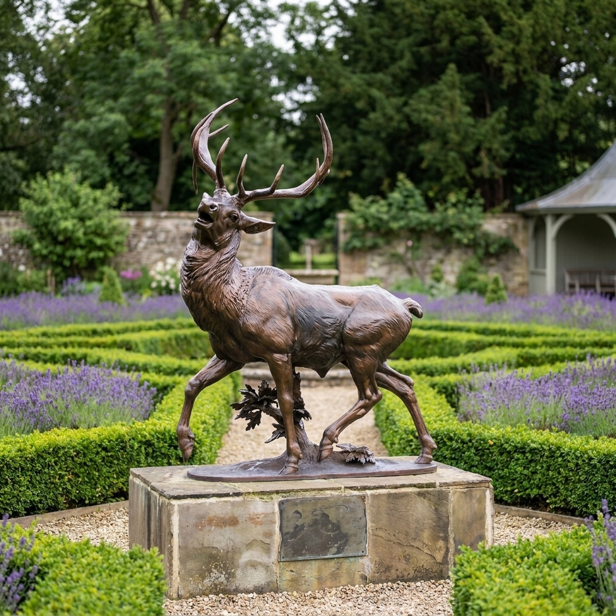 Monumental Traditional Striding Stag Bronze Sculpture - 260cm