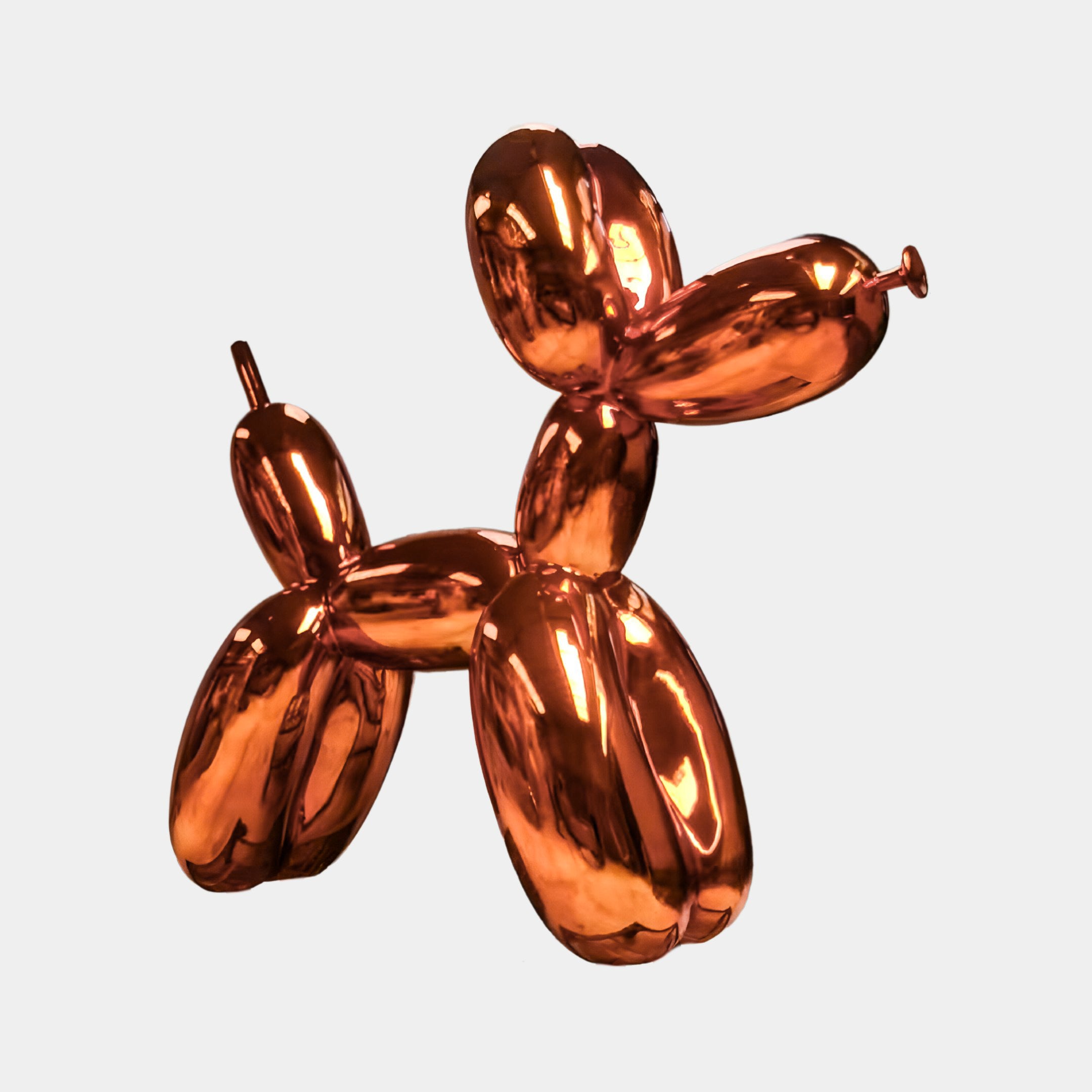 The Giant Sculptures Sunset Orange Balloon Dog Sculpture - 80cm showcases modern art and bold color, presented against a plain white background.
