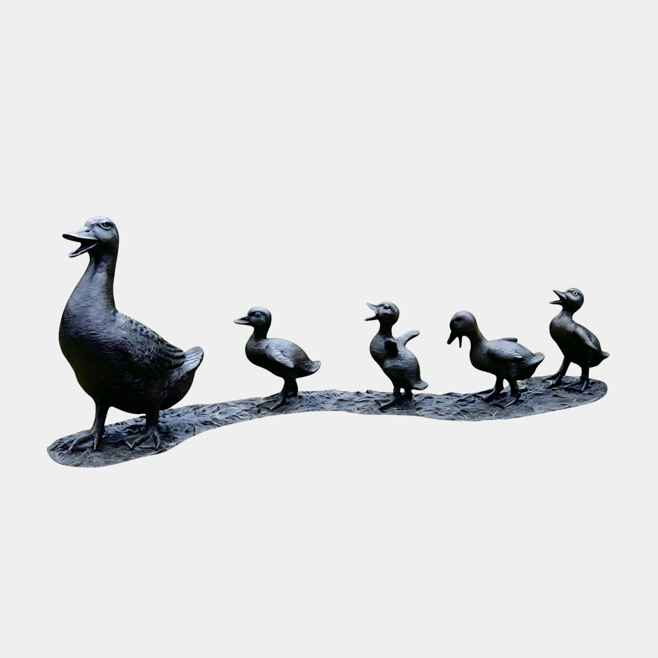 Traditional Mother Duck and Ducklings Bronze Sculpture - 60cm