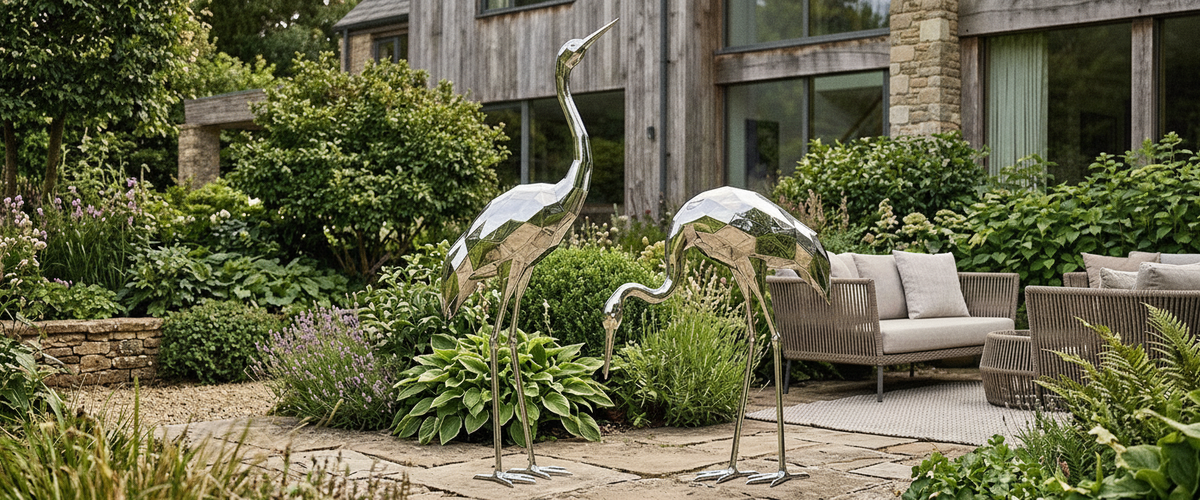 A Lone Crane Metal Sculpture Looks Stranded: Group Them Properly - crane metal sculpture