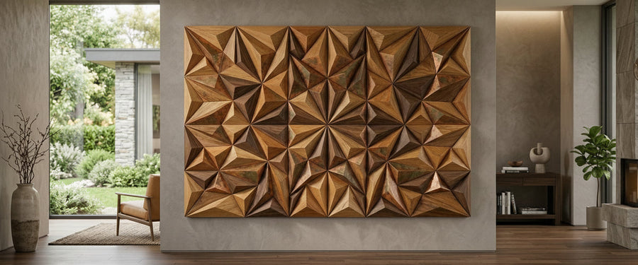 Geometric Wood Wall Art: How to Place It so the Room Actually Works - geometric wood wall art