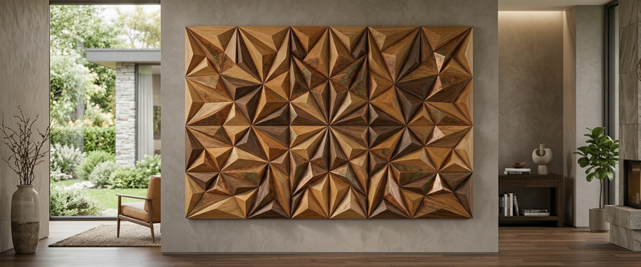 Geometric Wood Wall Art: How to Place It so the Room Actually Works - geometric wood wall art
