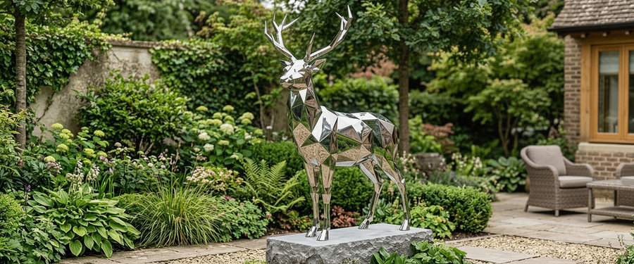 An Outdoor Stainless Steel Sculpture Reflects Everything You Put Near It - outdoor stainless steel sculpture