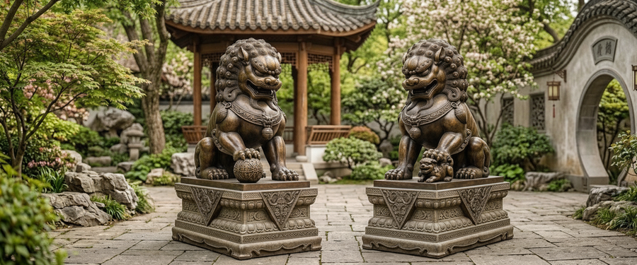 Chinese Guardian Lion Statues: Getting the Sides, Scale and Setback Right - chinese guardian lion statues