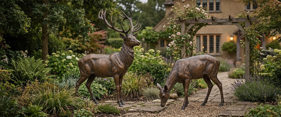 Deer Statues for the Garden: Stag, Doe or a Small Herd? - deer statues garden