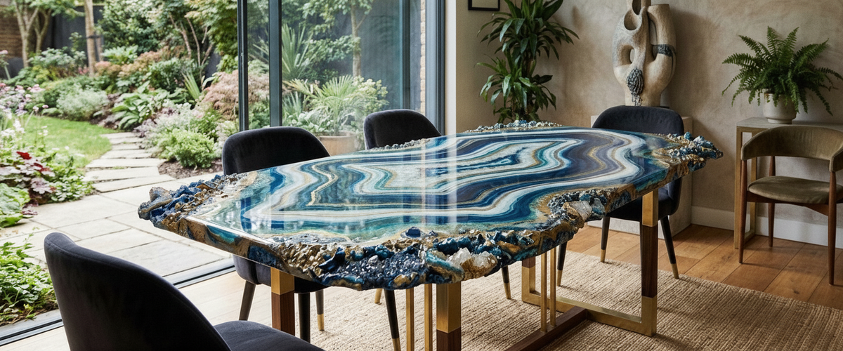 Dining Table Resin Art Takes a Beating: What to Buy and How to Keep It Clear - dining table resin art