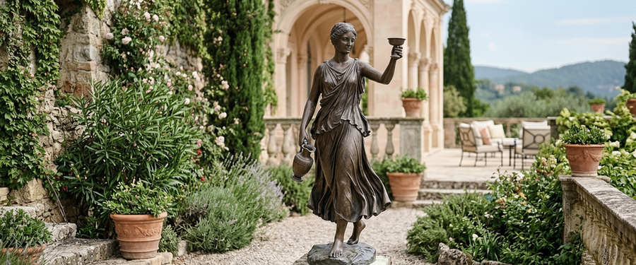 Garden Statue Hebe: Placing the Cup-bearer so Her Offering Lands - garden statue hebe