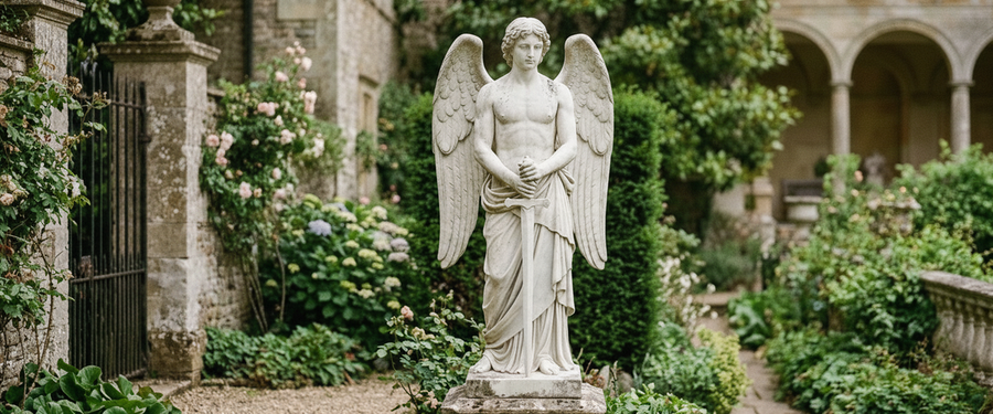 Give Him a Hedge and a Heading: Placing a Male Angel Garden Statue - male angel garden statue