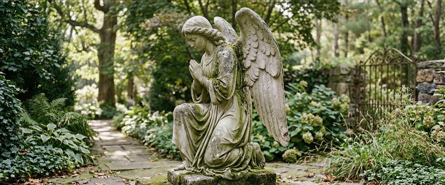 How Concrete Angel Statues Really Age in a Garden - concrete angel statues