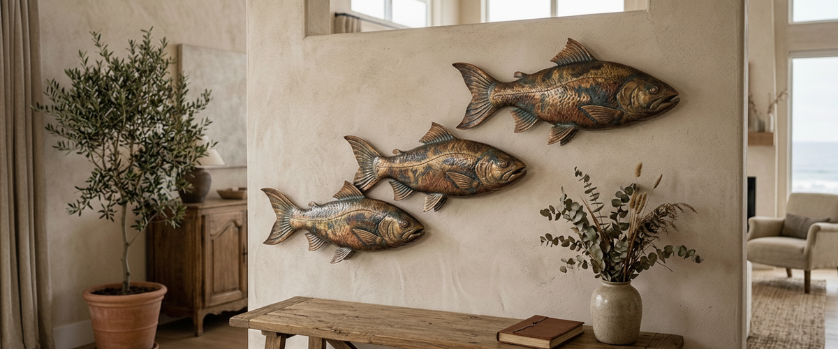 How to Hang Fish Sculpture Wall Art so the Shoal Actually Swims - fish sculpture wall art