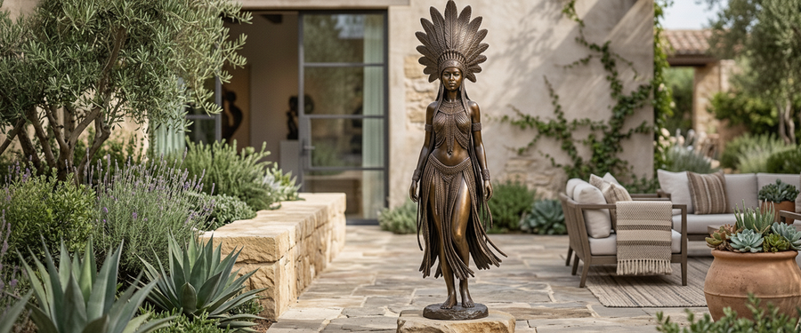 How to Judge a Bronze Tribal Figural Statue by Its Headdress - bronze tribal figural statue