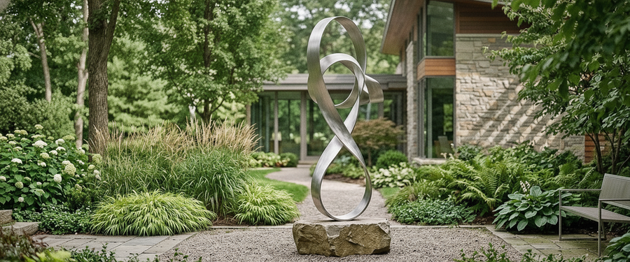 How to Site an Abstract Metal Ribbon Sculpture so the Twist Actually Reads - abstract metal ribbon sculpture