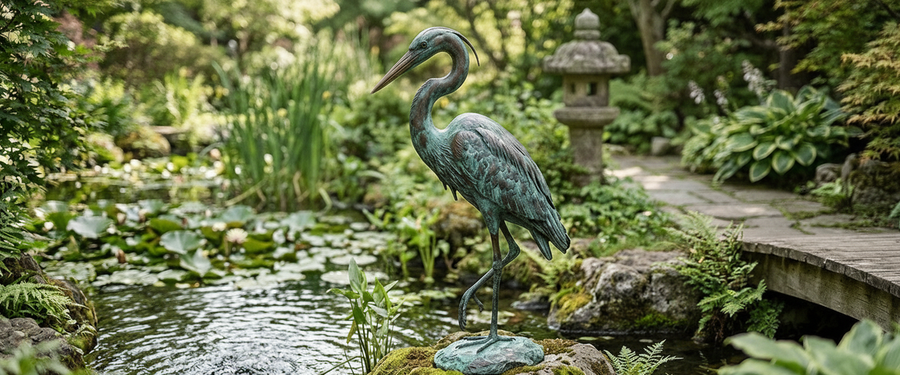 Put Your Bronze Bird Garden Statue Where the Real Bird Would Stand - bronze bird garden statue