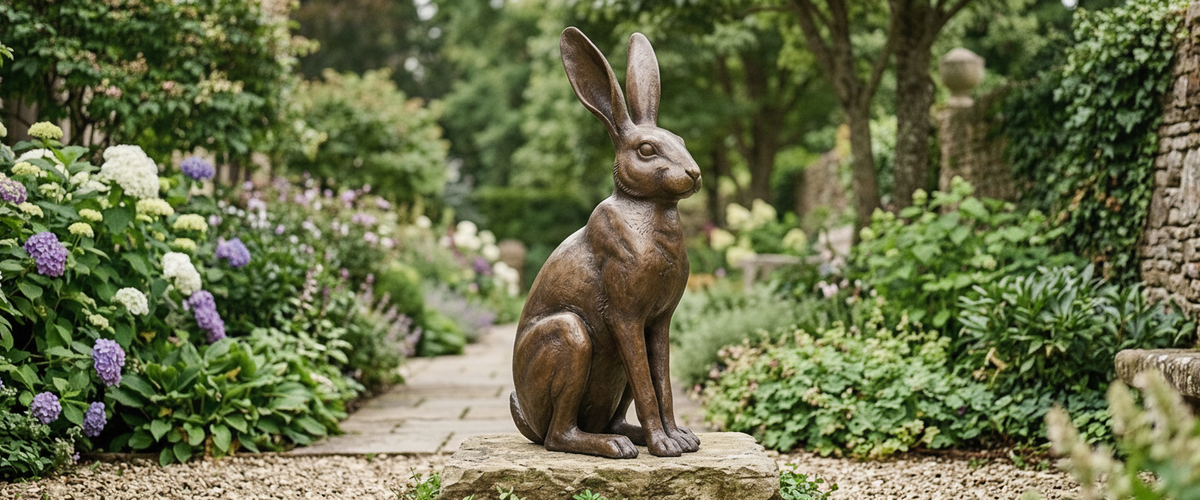 Garden Rabbit Statues: How Big Before They Become Sculpture? - rabbit statues garden