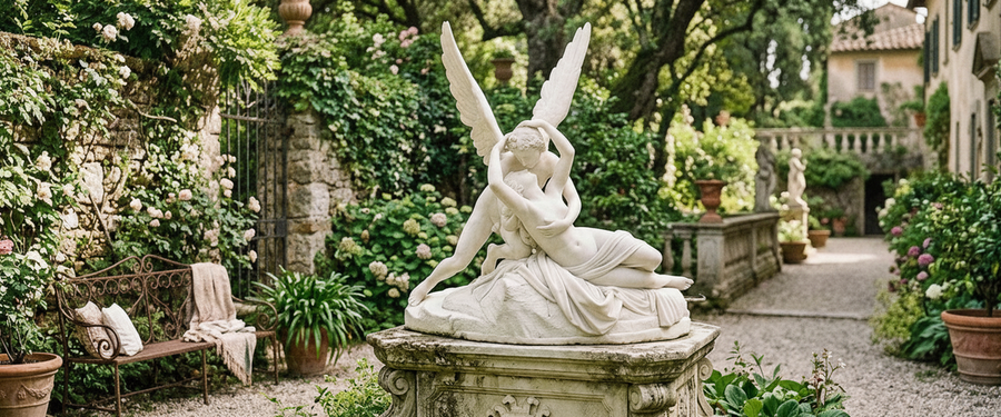 Placing a Psyche and Cupid Garden Sculpture: Why the Kiss Needs a Close Approach - sculpture psyche cupid garden