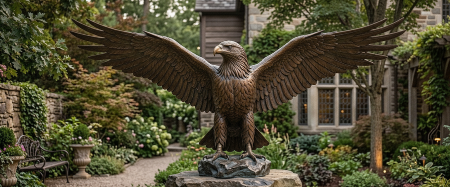 What the Weather Writes on a Bronze Outdoor Eagle Statue - bronze outdoor eagle statue