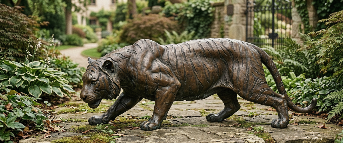 Why Prowling Tiger Garden Statues Need to Be Seen Side-on - prowling tiger garden statues