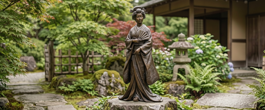 Your Japanese Bronze Figural Statue Deserves Better Than a Ceiling Spot - japanese bronze figural statue