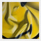 Smile Fragment Abstract Canvas Wall Art by Giant Sculptures features Adam Illes' yellow and black graffiti style, with fluid shapes and soft gradients forming a partially obscured face that conveys emotional tension.