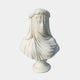 The Veiled Bride Marble Bust Sculpture - 65cm by Giant Sculptures is expertly crafted from white marble, depicting a woman with a flower crown and delicate veiling over her face and shoulders.