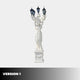 Giant Sculptures' 300cm Classical Woman Marble Lamp Sculpture with a draped female figure raising five black lantern arms above her head, on a carved pedestal.