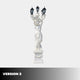 Classical Woman Lamp Marble Lamp Sculpture 300cm by Giant Sculptures, white marble draped female figure holding a five-arm black lantern candelabra on carved pedestal.