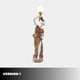 Dancing Lady Lamp Marble Sculpture 180cm by Giant Sculptures in brown and white, holding an illuminated globe lamp on a rounded base against a light grey background.