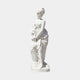 Giant Sculptures' 180cm Standing Female Figure Marble Sculpture depicting a draped woman resting her hand on a fluted urn, shown against a plain light background.